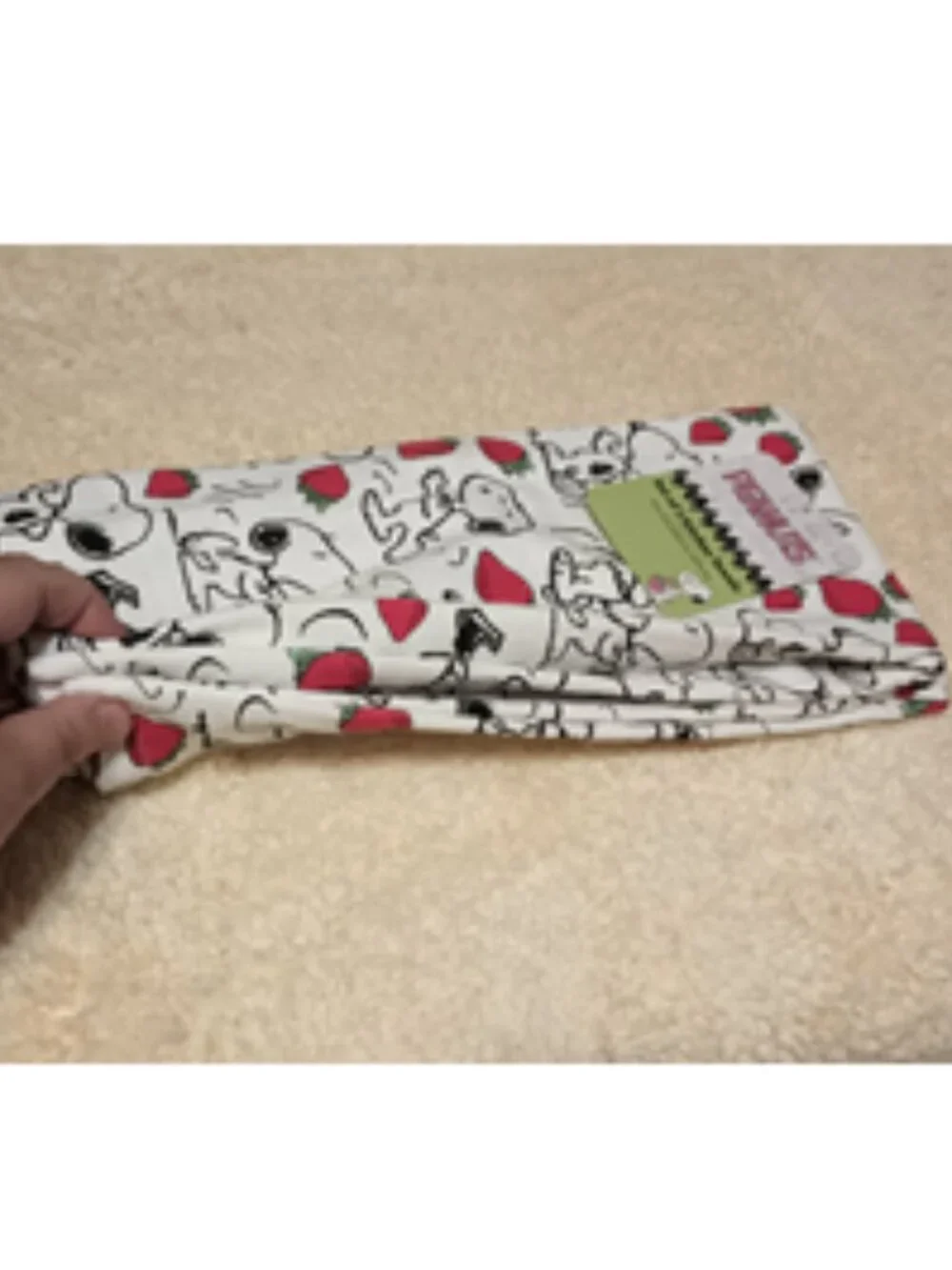 NWT~Peanuts Snoopy & Strawberries Multi-Images Cotton Kitchen Towels -Set of 2